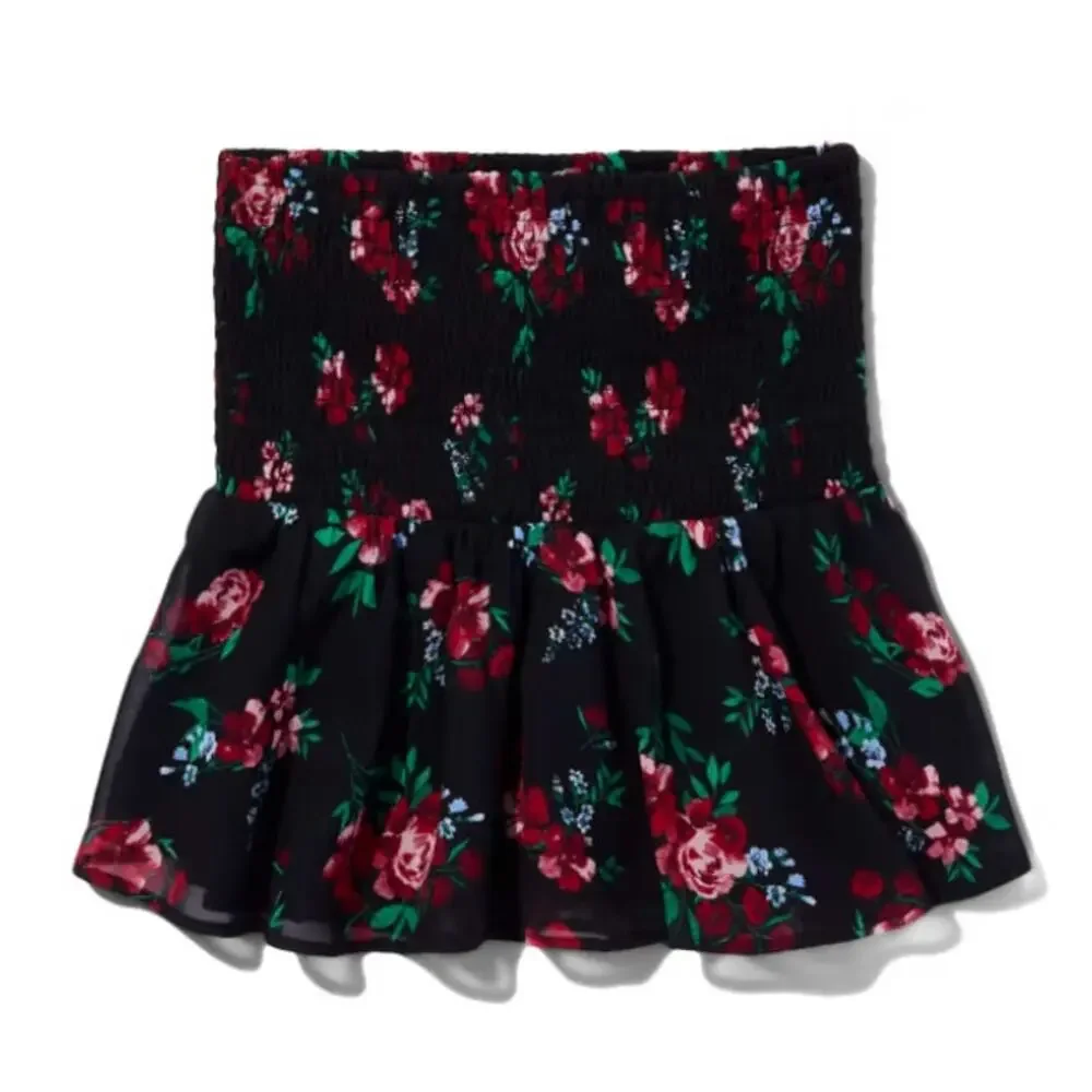 NWT The Children's Place Sugar & Jade Tween Girls Floral Smocked Skirt - Black